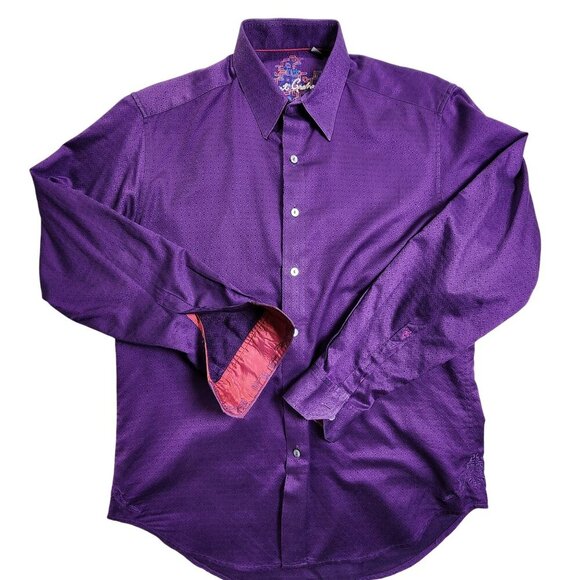 Robert Graham Mens Purple Textured Long Sleeve Button-Up Shirt - Picture 9 of 9